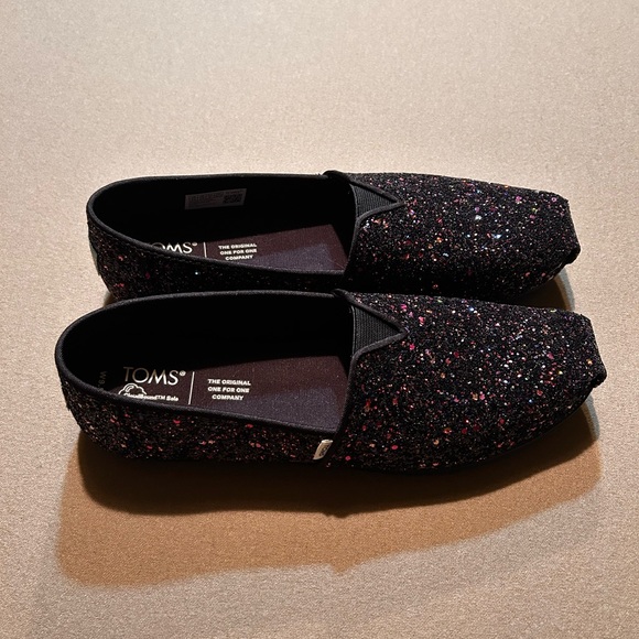 NWOT TOMS Women Alpargata Black Glitter shoes size 9.5 with CloudBound Sole - Picture 3 of 5